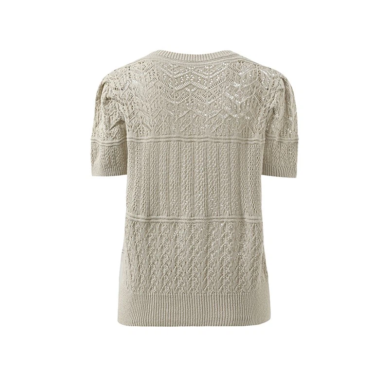 textured short sleeve sweater-1